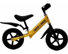Детский велобег Take&Ride на полиуретановых колесах EVA с крыльями желто-черный RB-50 