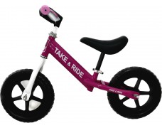Детский беговел Take&Ride на полиуретановых колесах EVA RB-50 розово-белый от 2 лет.